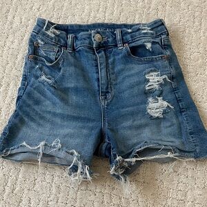 American Eagle Outfitters Women's Ripped Blue Jean Shorts